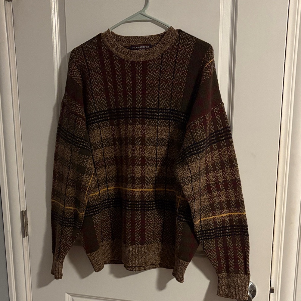 Grandpa Plaid Sweater - Brown and Yellow